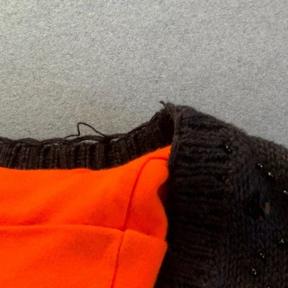 Ugly Halloween Vest Turtleneck Owl Leaf Orange Black Leaves Red Yellow Green - Picture 5 of 12